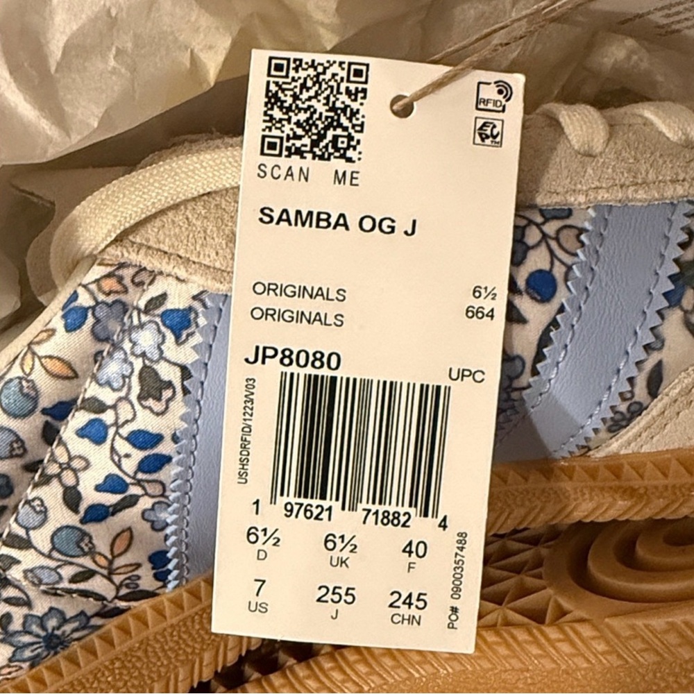 🆕 Adidas x Liberty London Limited Edition Samba OG J Floral - Blue size 8 - Picture 6 of 7